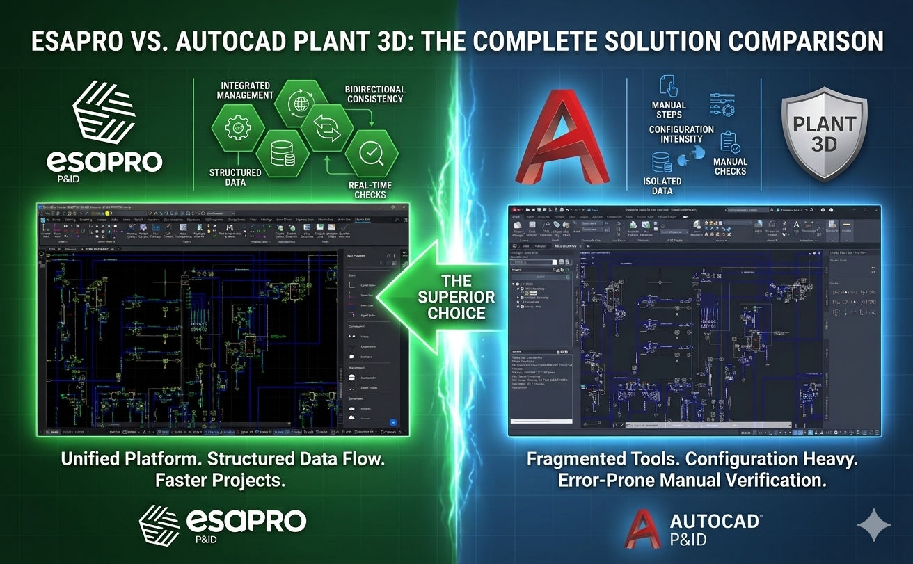 13 Reasons to Choose ESAPRO Over AutoCAD Plant 3D and AutoCAD P&ID