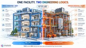 One facility, two engineering logics: BIM/MEP and plant engineering meet at the battery limit