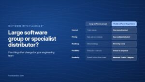 Comparison between large software groups and Fluids & C° with its partners